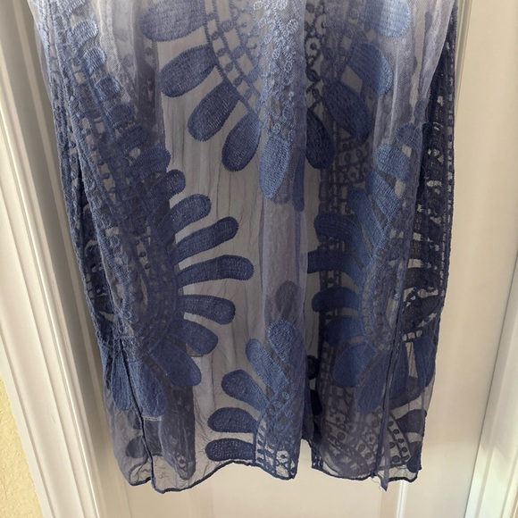 BEAUTIFUL OVERLAY FOR DRESS OR PANTS ONE SIZE DESIGNED NAVY WHITE - Picture 11 of 11